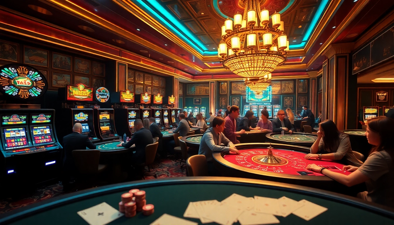 Experience the thrill of gambling at 789f's luxurious casino, featuring poker tables, roulette wheels, and vibrant slot machines.