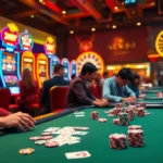 "Experience the thrill of New88's casino action with an immersive poker scene showcasing vibrant chips and engaged players."