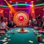 Players experiencing the thrill of betting at new88's casino table filled with cards and poker chips.